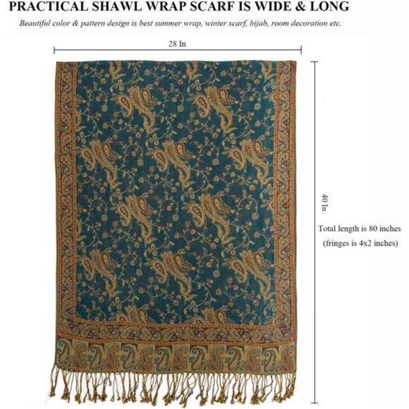 Shawls Wraps Rave Scarf for Women Dark Teal - Picture 7 of 7